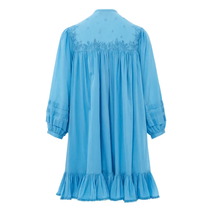 Vestido de gasa de algodón Preeti | Azul Cielo- Imagen del producto n°7