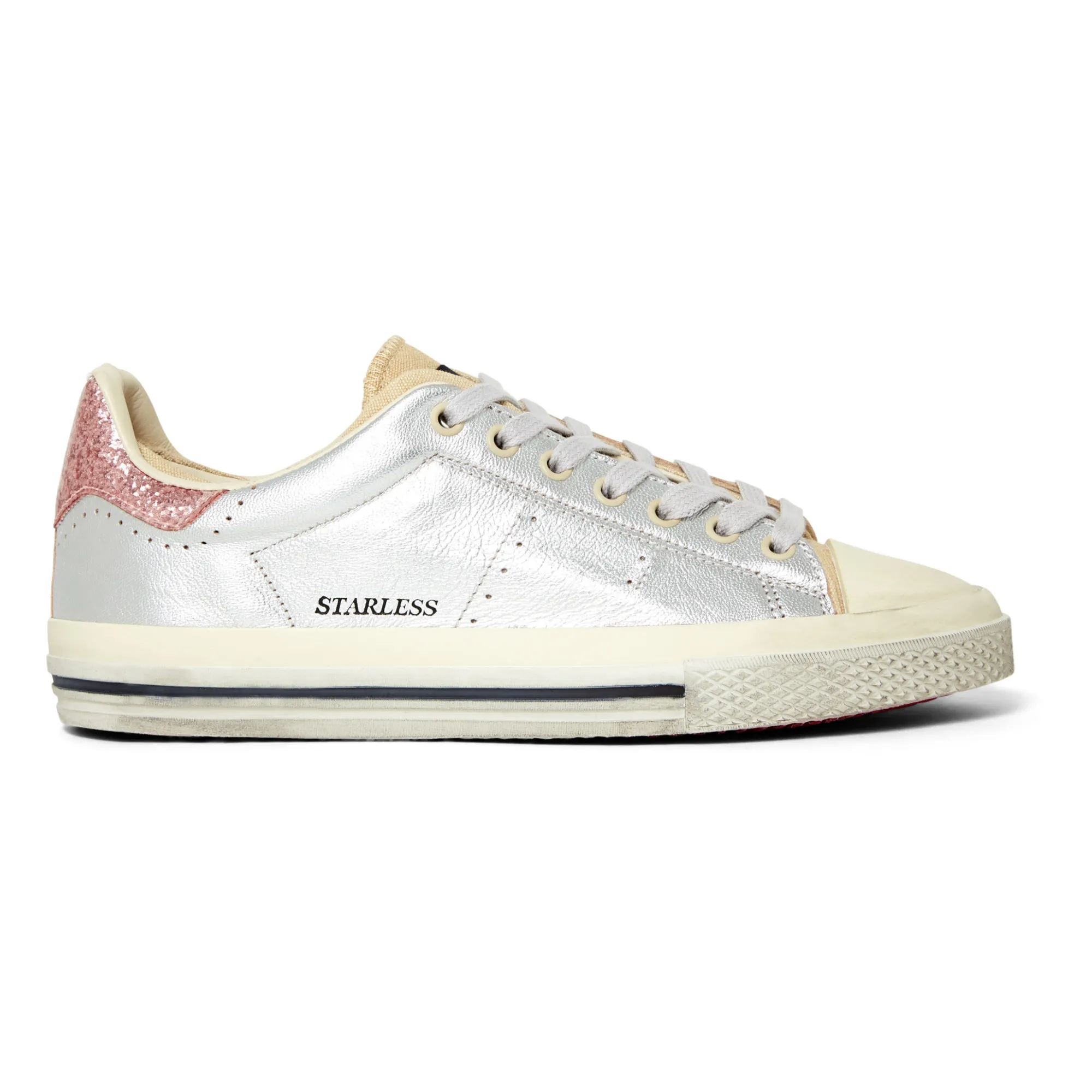 Hidnander Silver Starless Low Rise Sneakers