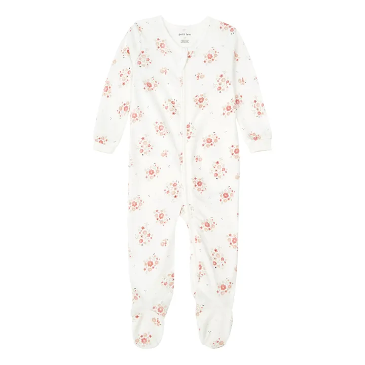 Organic Cotton Floral Sleepsuit | Ecru- Product image n°0