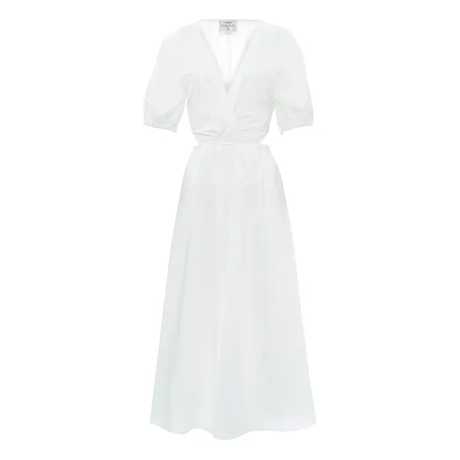 Robe Cut Out Brodée Popeline de Coton | Blanc