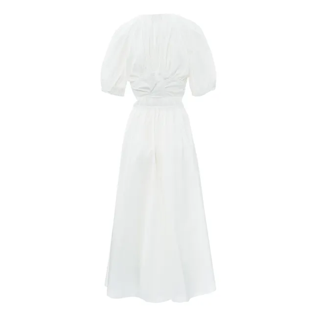 Robe Cut Out Brodée Popeline de Coton | Blanc