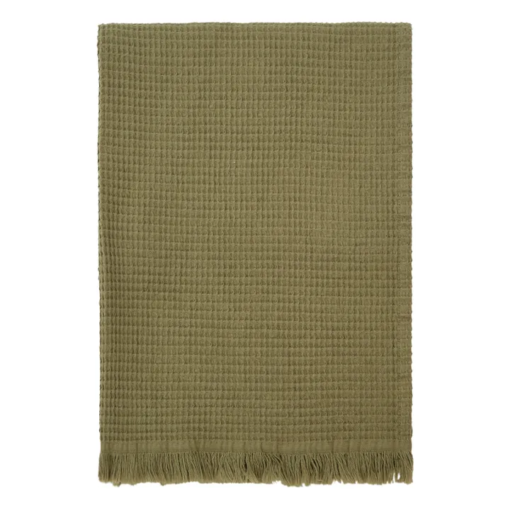 Drap de bain Timor en nid d'abeille | Vert kaki- Image produit n°0