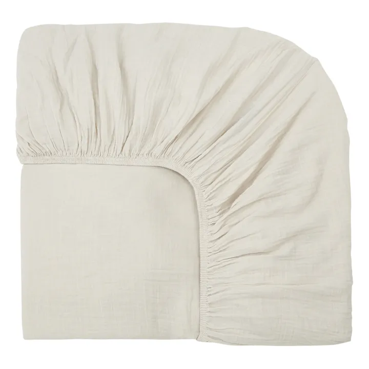Drap-housse Dili en voile de coton | Craie- Image produit n°0