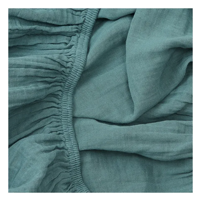 Dili Cotton Voile Fitted Sheet  | Bleu stone