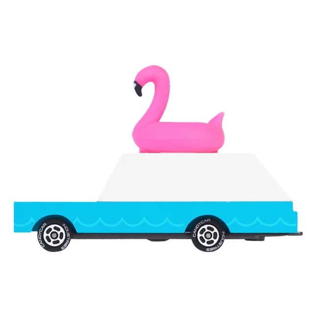 Voiture Flamant rose en bois