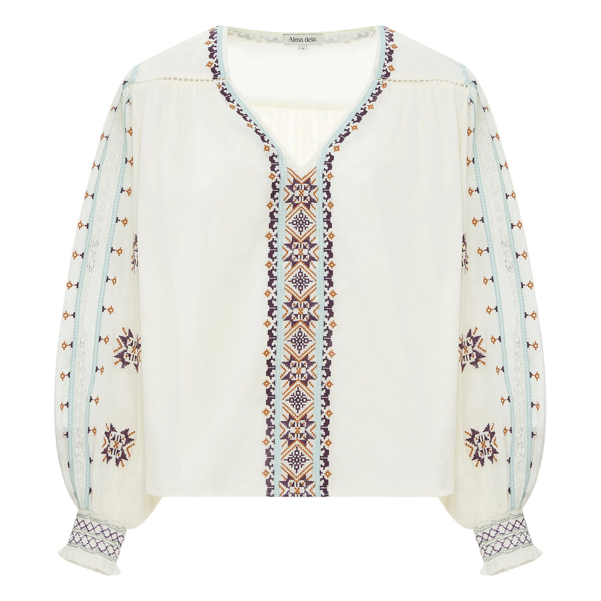 Alma Deia Off White Embroidered Blouse