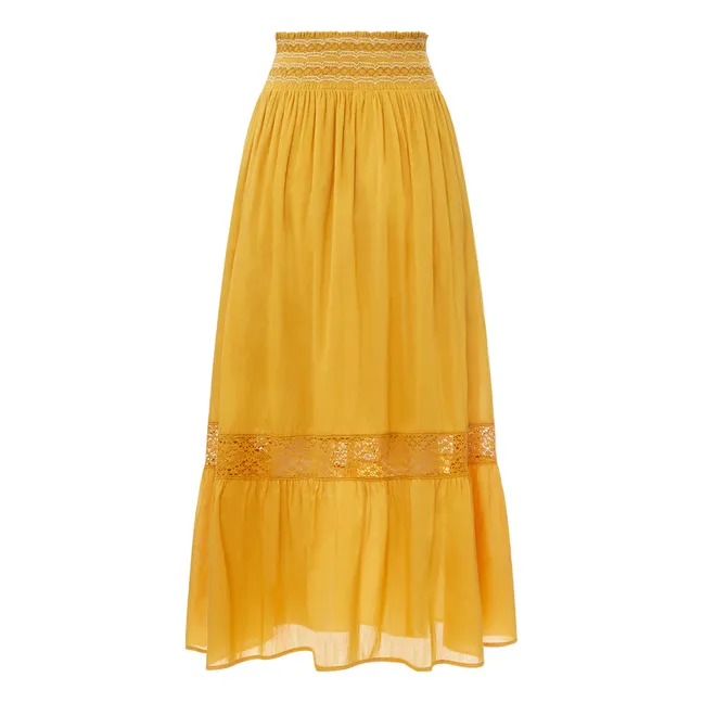 Embroidered Long Skirt | Honey