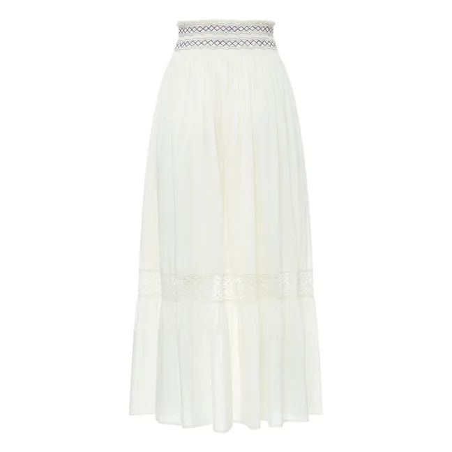 Falda larga bordada | Blanco Roto