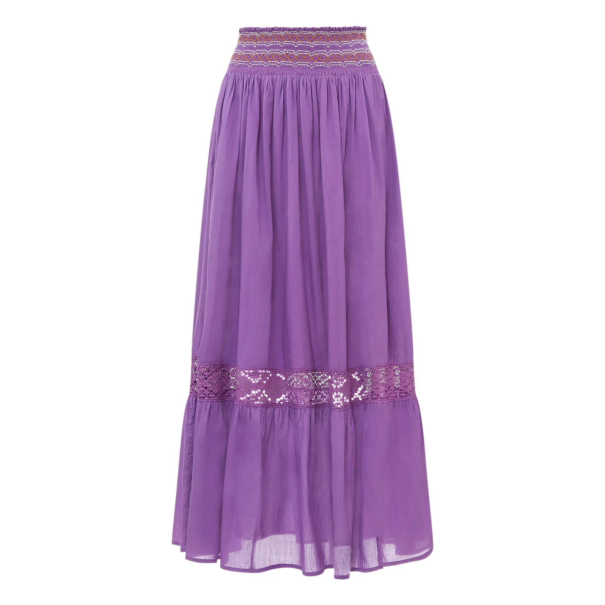 Alma Deia Purple Embroidered Long Skirt
