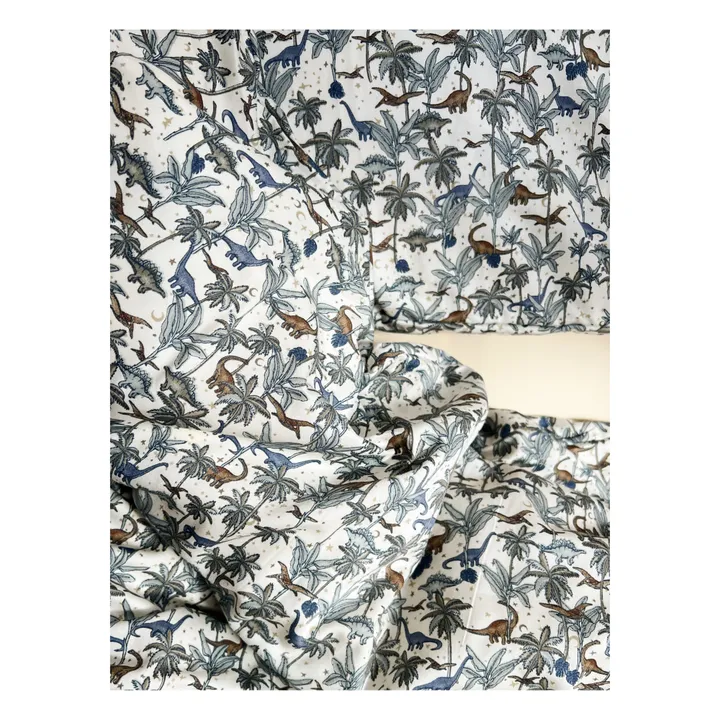Juego de cama de algodón ecológico Dino | Azul- Imagen del producto n°2