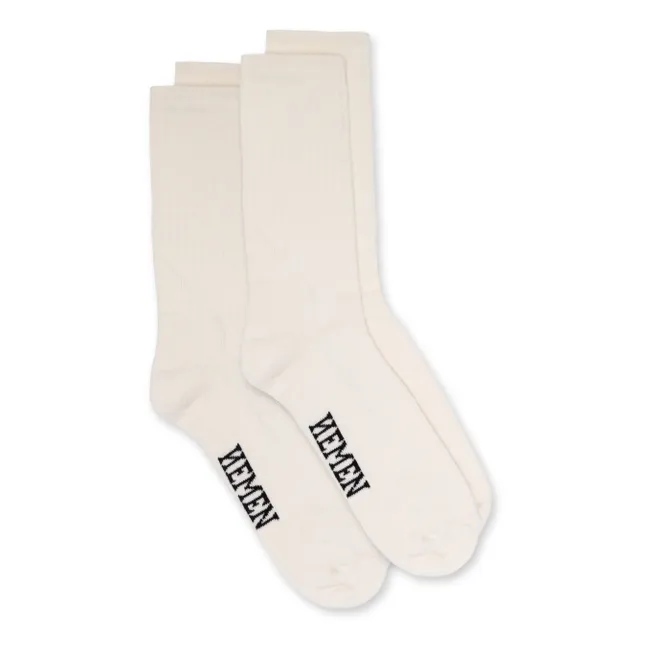 2 Pairs of Organic Cotton Socks | White