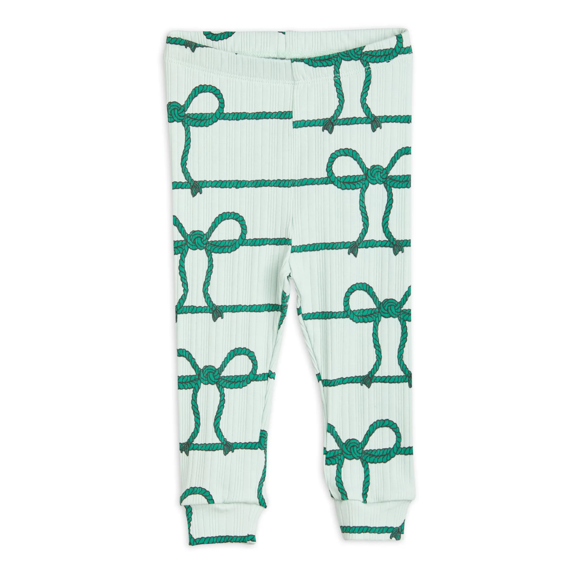 Mini Rodini Green Organic Cotton Knot-Patterned Baby Leggings