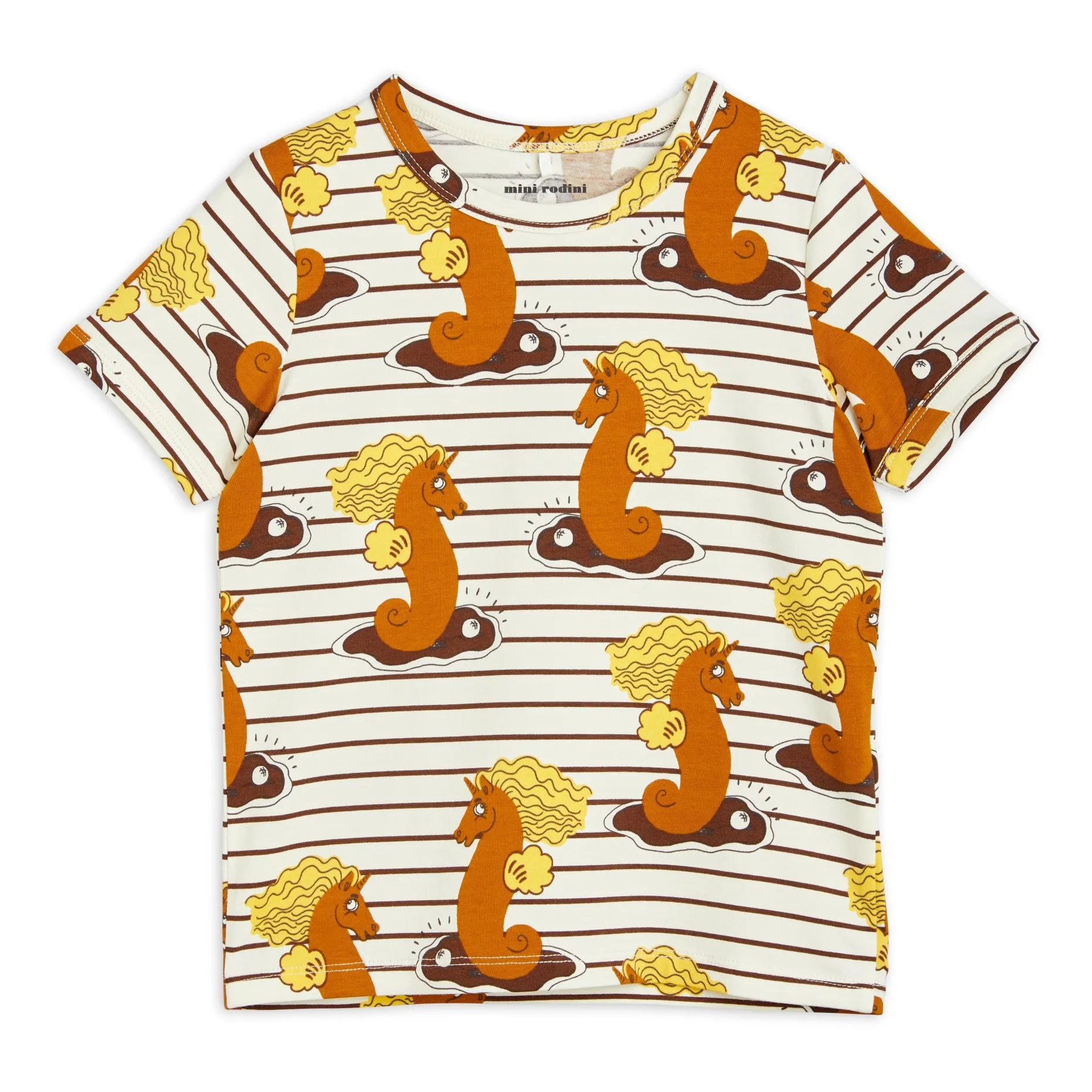 Mini Rodini Ecru Unicorn Organic Cotton Seahorse T-Shirt