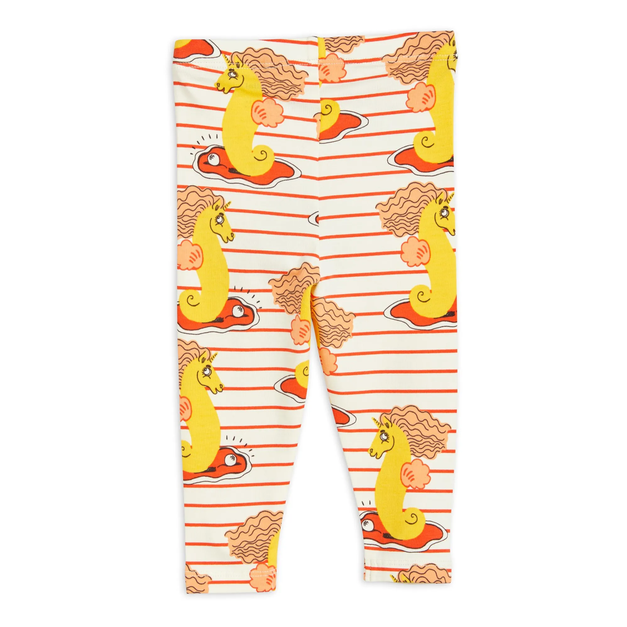 Mini Rodini Unisex Infant Red Unicorn Seahorse Organic Cotton Baby Leggings