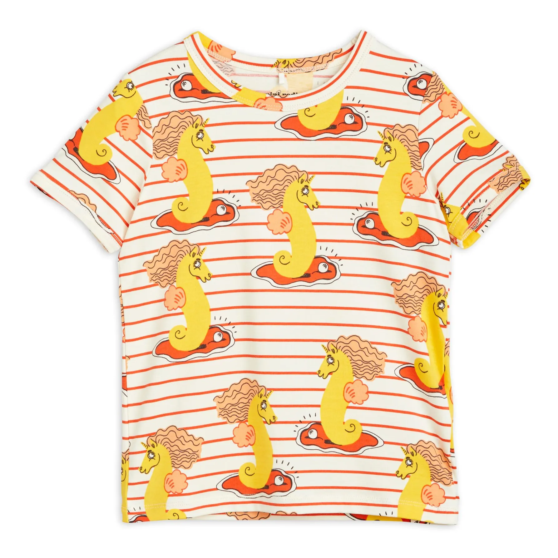 Mini Rodini Unisex Red Unicorn Organic Cotton Seahorse T-Shirt