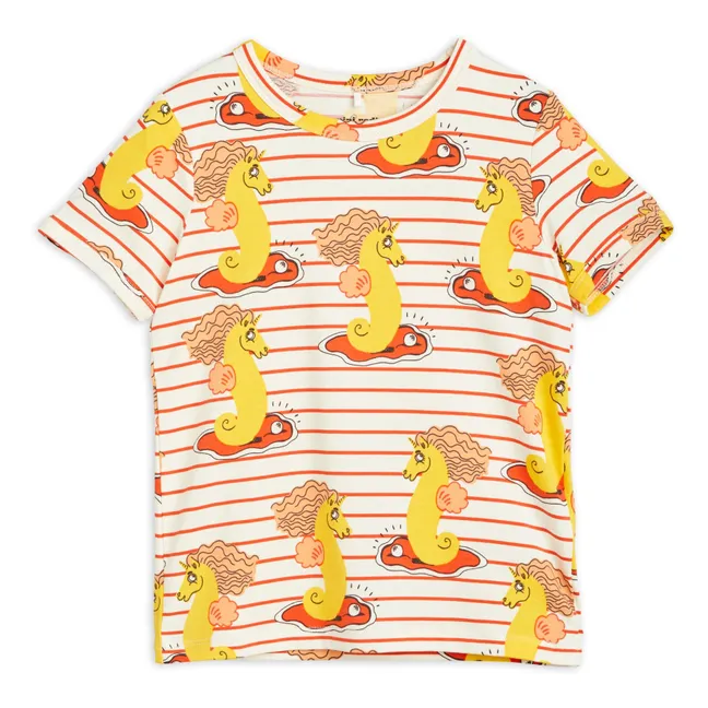 T-Shirt, in cotone bio, motivo: unicorno, cavalluccio marino | Rosso