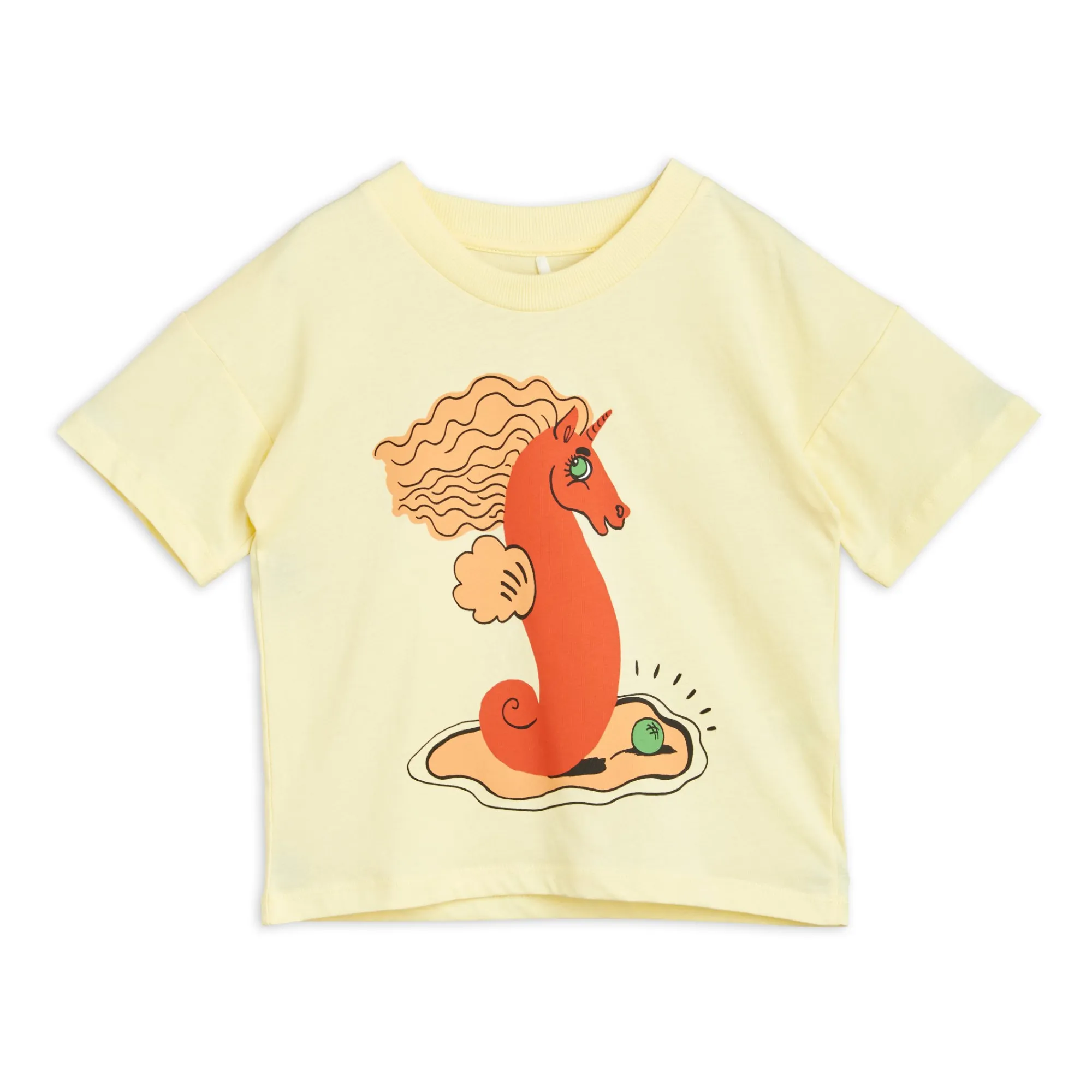 Mini Rodini Unisex Pale Yellow Organic Cotton Seahorse T-Shirt