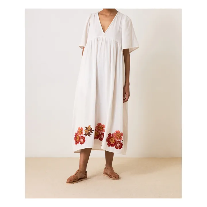 Vestido Roe Bordado Algodón Ecológico | Blanco- Imagen del producto n°1