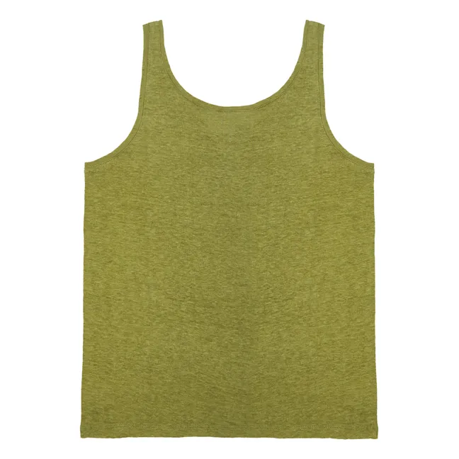 Camiseta de tirantes de lino Topimi | Verde Kaki