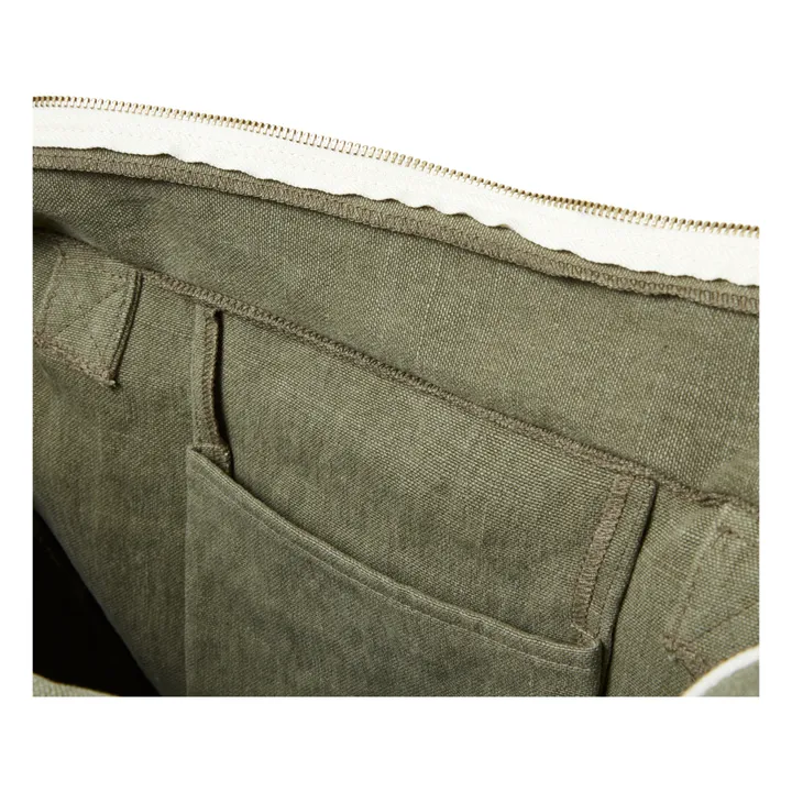 Bolso de lino con cremallera | Verde Kaki- Imagen del producto n°7