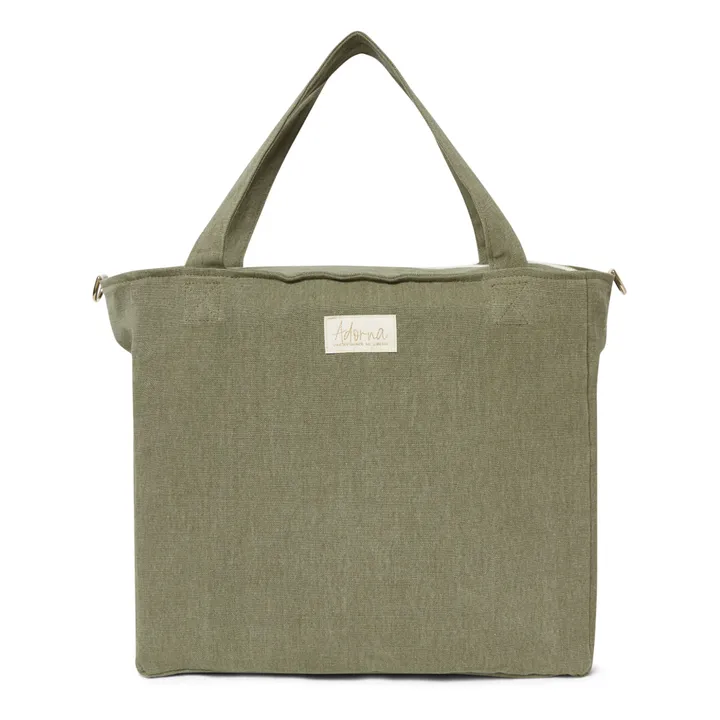 Bolso de lino con cremallera | Verde Kaki- Imagen del producto n°0