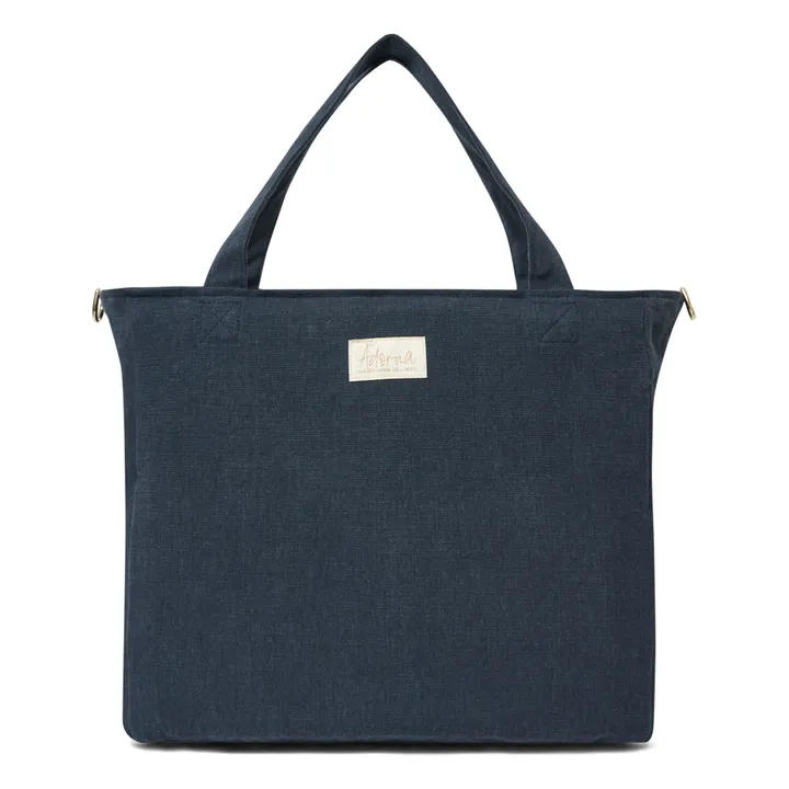 Sac zippé en lin | Bleu marine- Image produit n°0