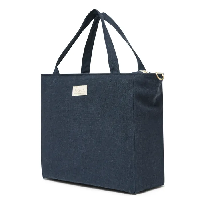 Sac zippé en lin | Bleu marine- Image produit n°1