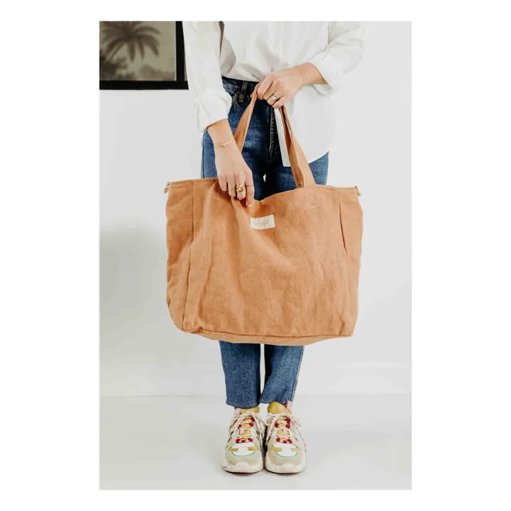 Sac zippé en lin | Terracotta- Image produit n°1