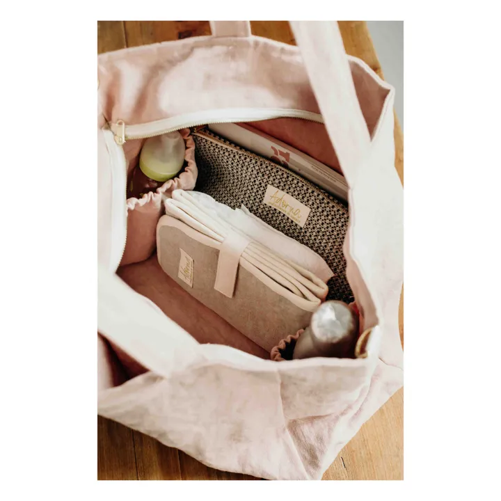 Sac zippé en lin | Rose poudré- Image produit n°5