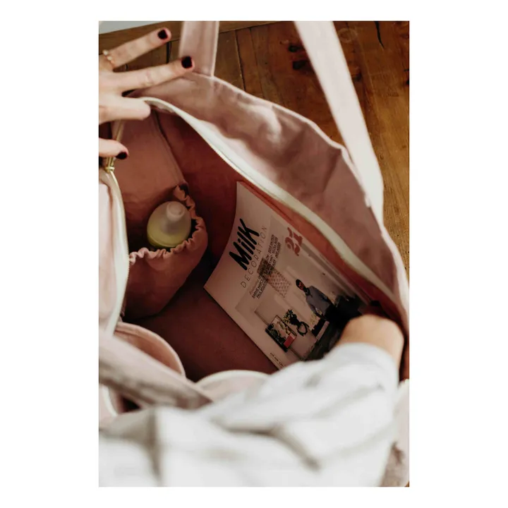 Sac zippé en lin | Rose poudré- Image produit n°6