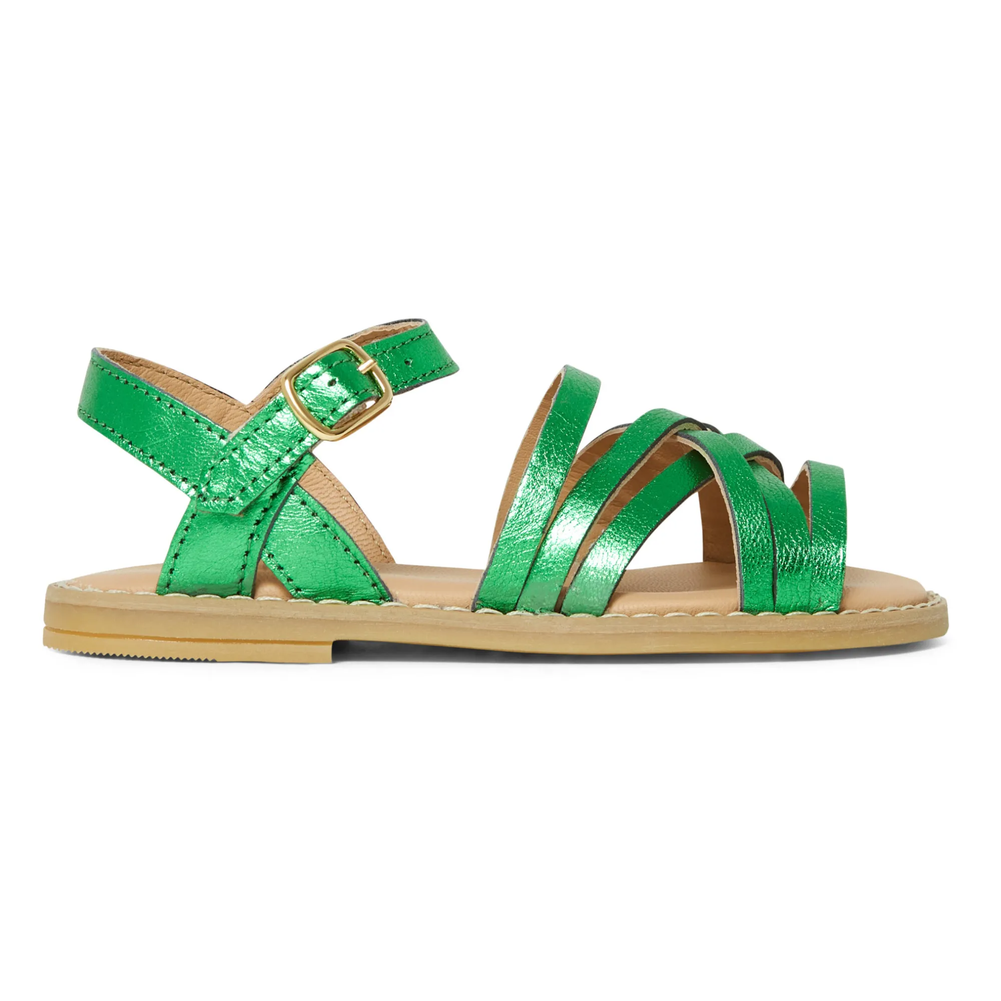 Emile Et Ida Green Braided Leather Sandals