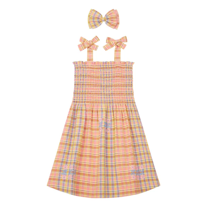 Gesmoktes Kleid + Haarspange | Apricot- Produktbild Nr. 0