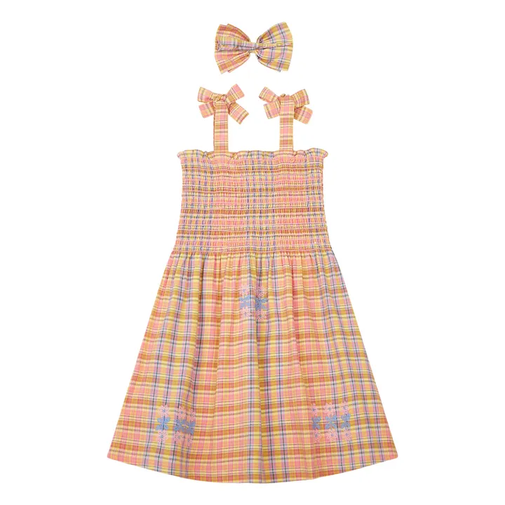 Gesmoktes Kleid + Haarspange | Apricot- Produktbild Nr. 2
