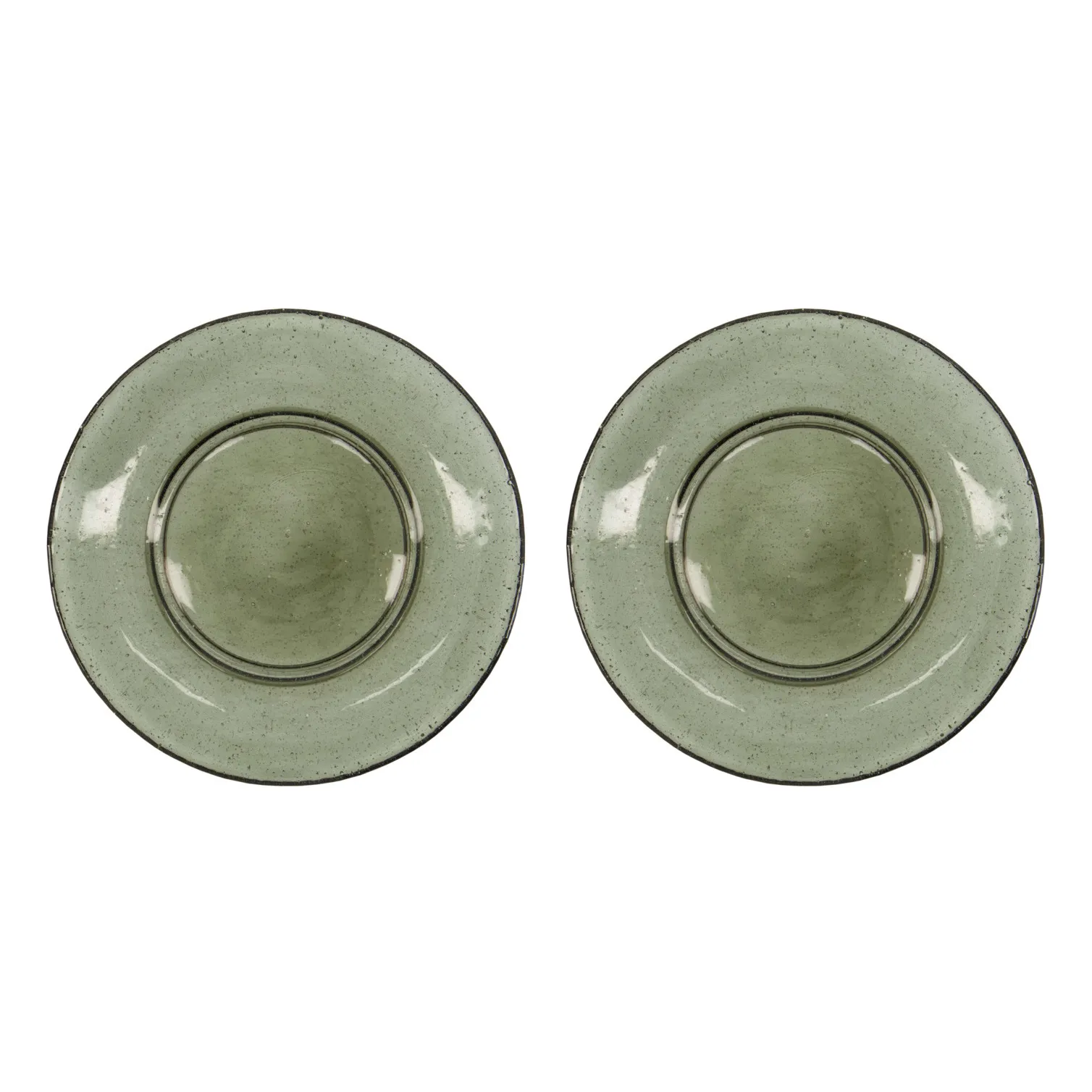 House Doctor Green Rain Glass Plates - Set Of 2