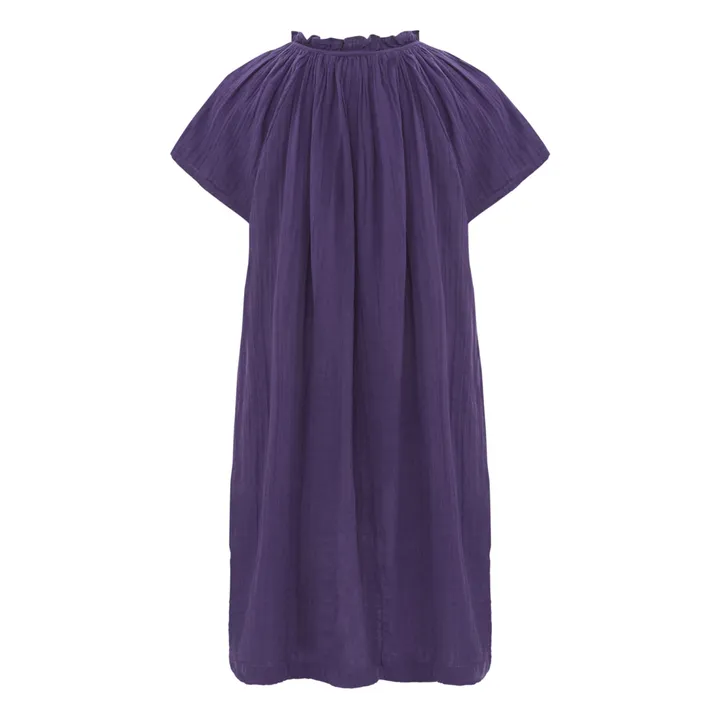 Doria Vestido de gasa de algodón | Violeta- Imagen del producto n°3