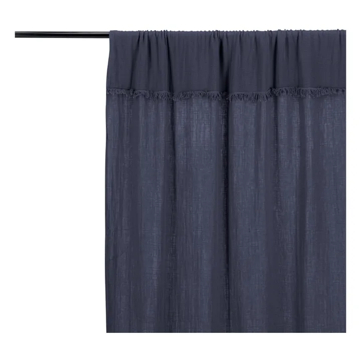 Flanné cotton curtain with fringe | Carbon- Product image n°0