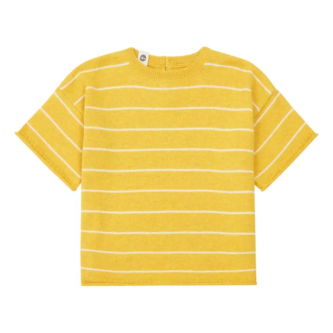 Organic Cotton Knit T-Shirt  | Yellow