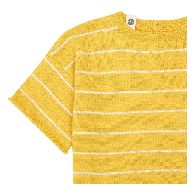 Organic Cotton Knit T-Shirt  | Yellow