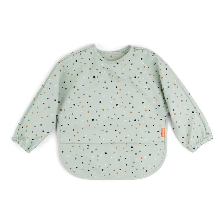Happy dots bib with sleeves  | Green- Product image n°0
