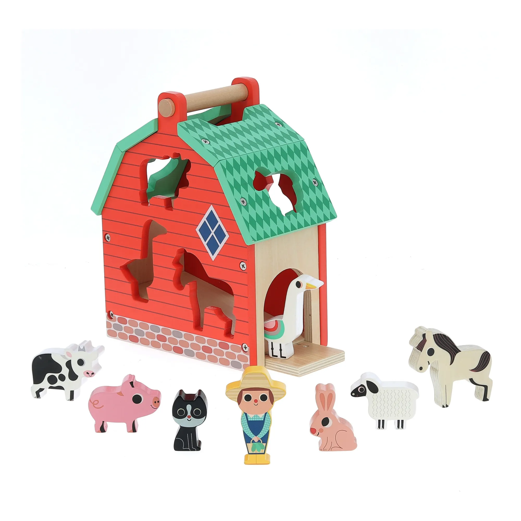 Vilac Multicoloured Shape-Sorting Farmhouse - Ingela P.arrhenius