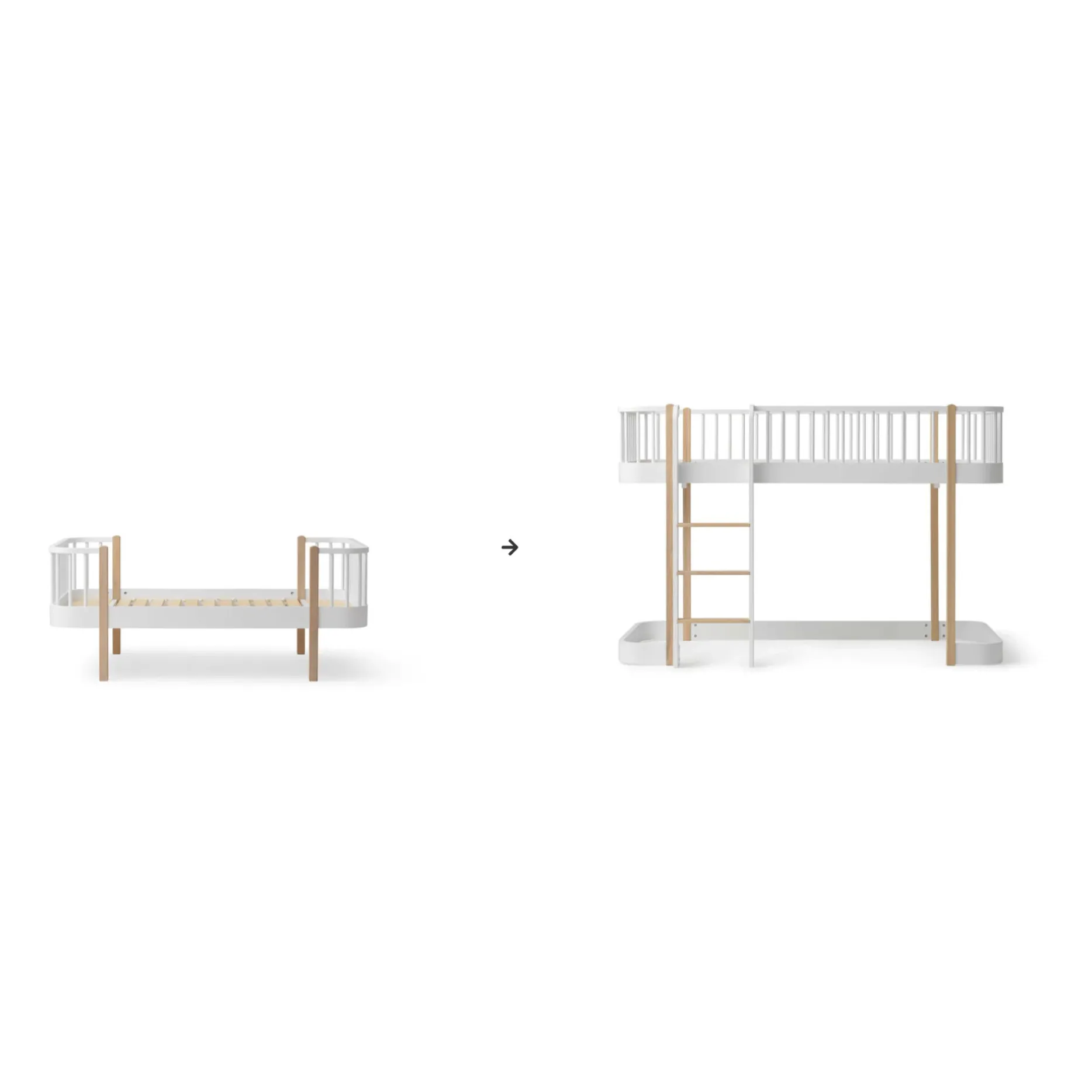 Oliver Furniture Oak Original Wood Junior Bed Conversion Kit - To A 138 Cm High Loft Bed