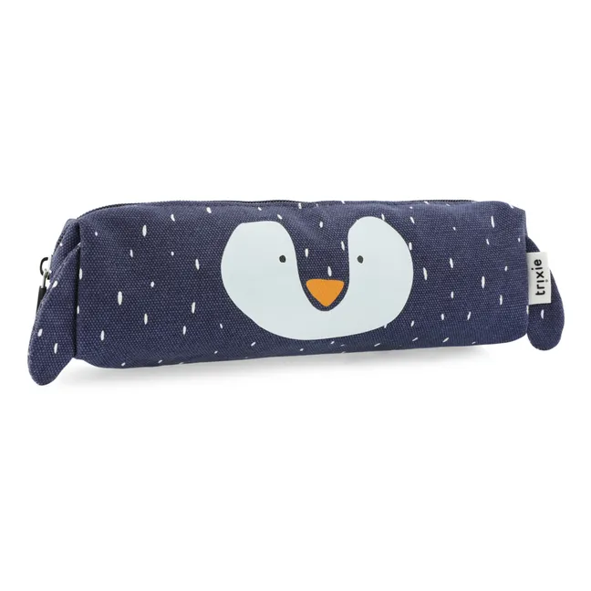 Mr Penguin Long Pencil Case | Navy blue