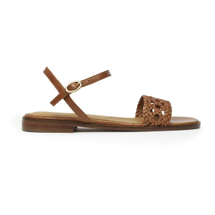 N°126 Flat Leather Sandals | Cognac- Product image n°3