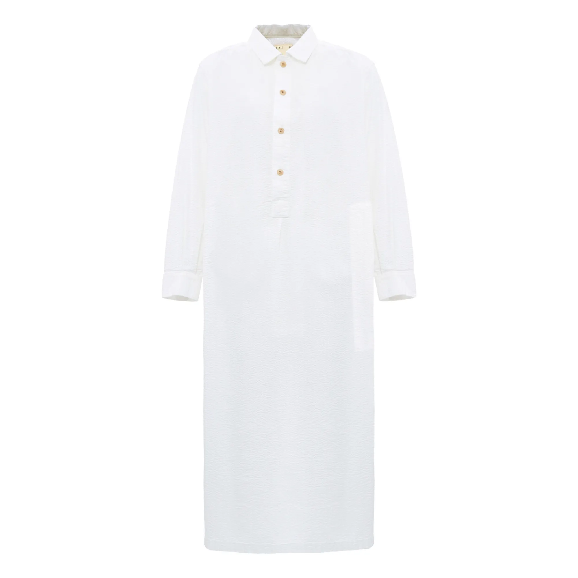 Girls of Dust - Robe Chemise Longue Coton Blanc T. L