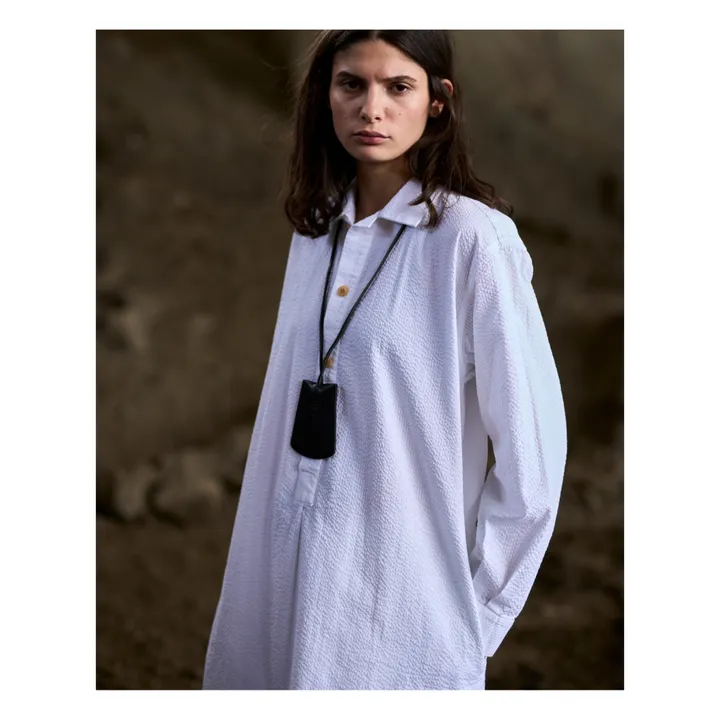 Cotton Crepe Shirt Dress | White- Product image n°3