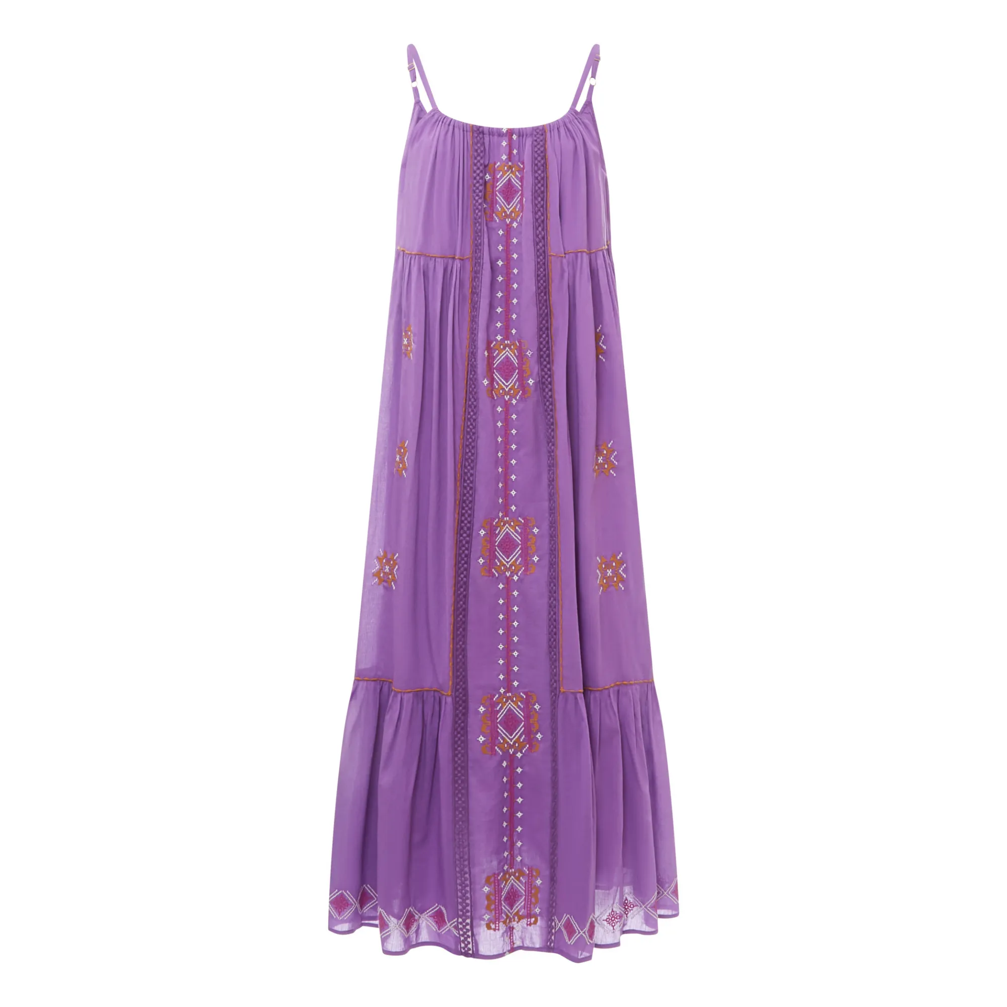 Alma Deia Purple Embroidered Long Dress