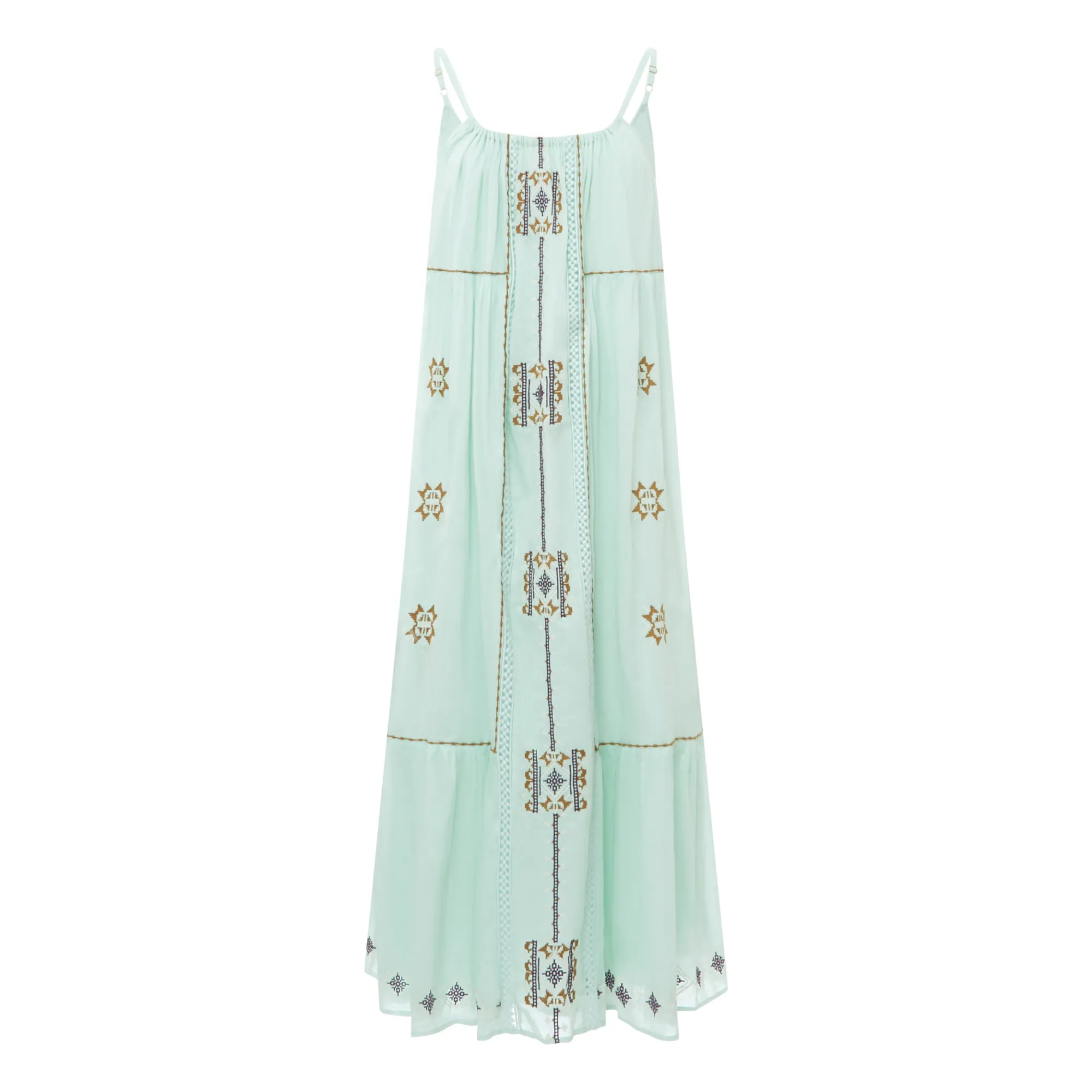 Alma Deia Blue Embroidered Long Dress
