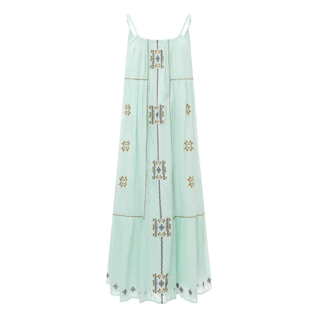 Vestito lungo con ricami | Blu
