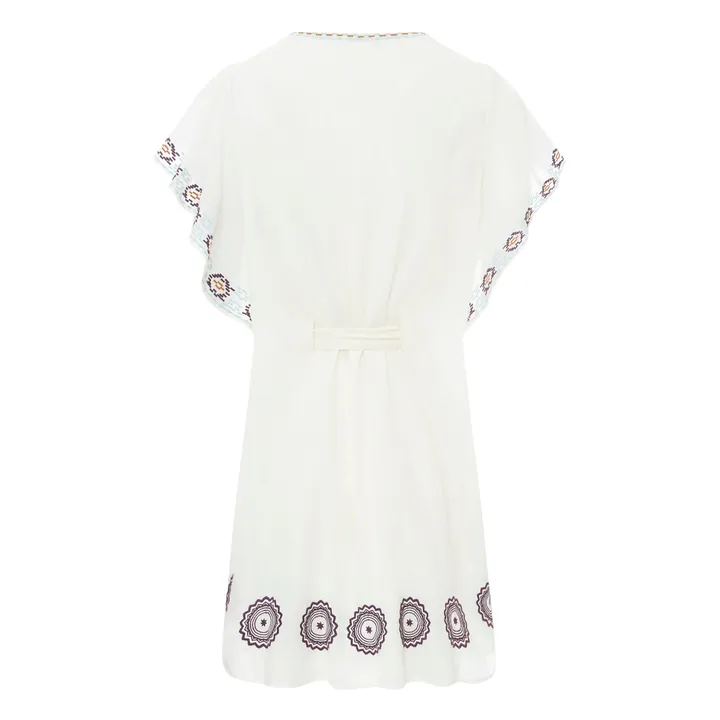 Vestido bordado Kimono | Blanco Roto- Imagen del producto n°4