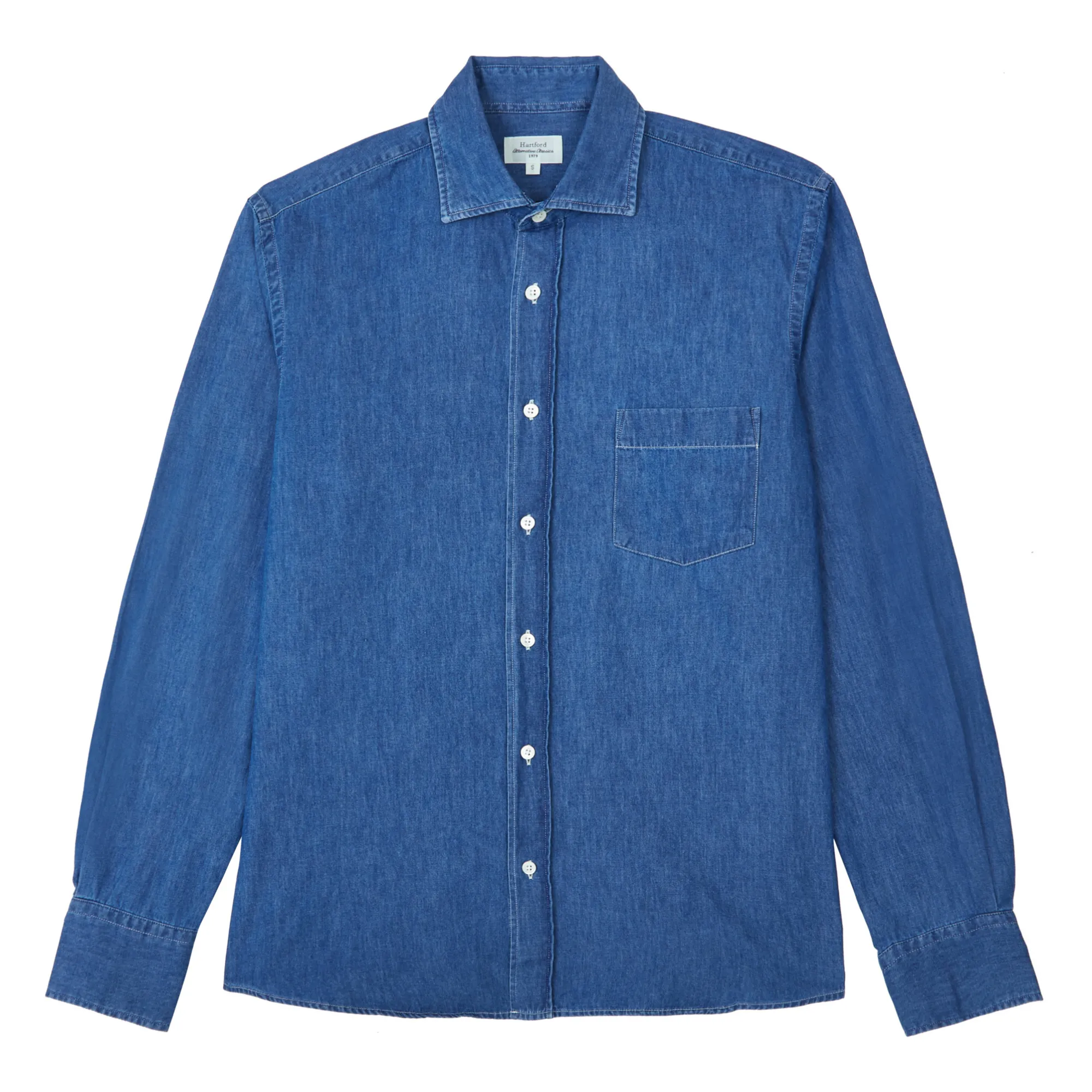 Hartford Indigo Blue Paul Linen Shirt